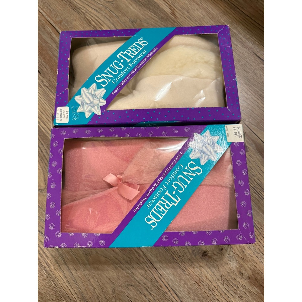 Set of two New in Box Vintage Snug trends Slippers 1993 Pink Set and White Set